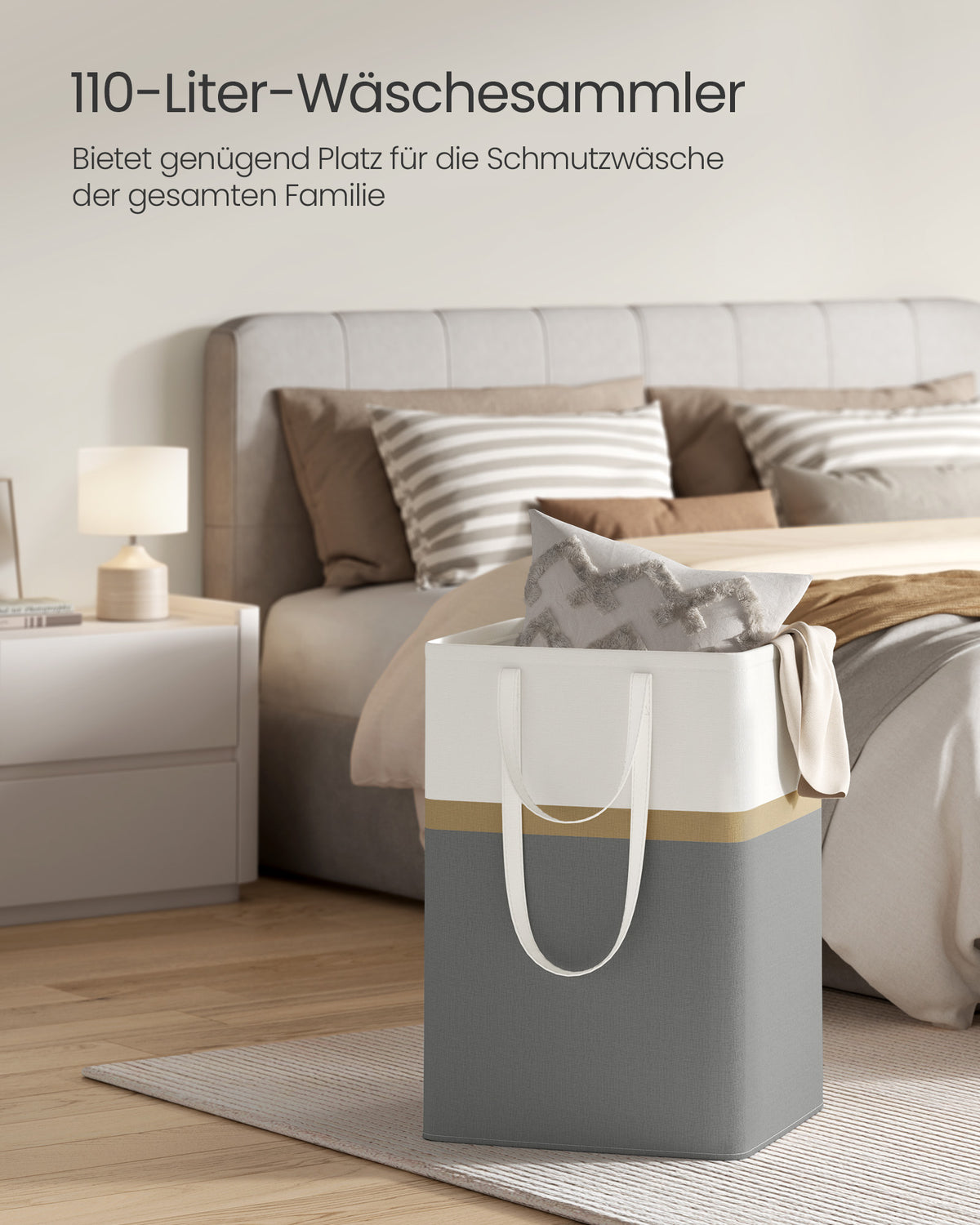 Wäschekorb – 2er-Set – Faltbar – Mit Griffen – Polyester-Baumwoll-Mischgewebe