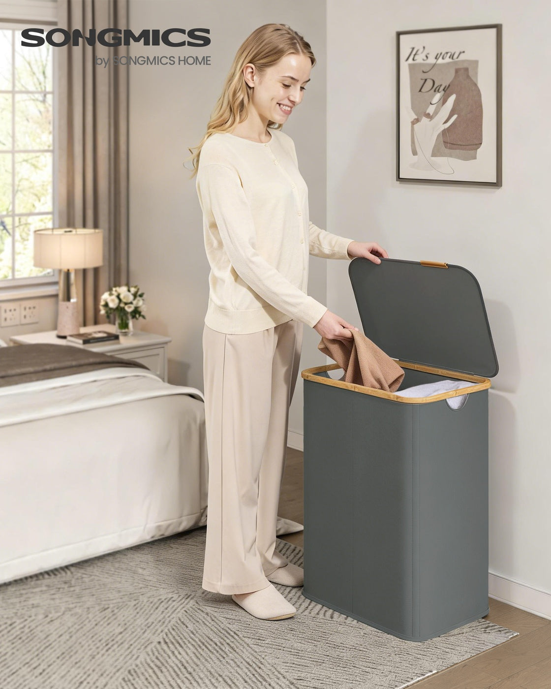 Wäschekorb 140L - Oxford-Stoff Mit Deckel - Für Schlafzimmer Oder Badezimmer