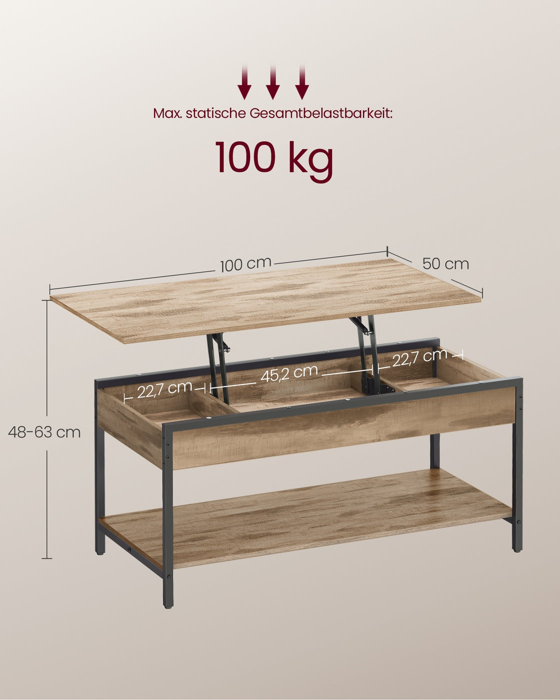 Höhenverstellbarer Couchtisch Mit Staufach