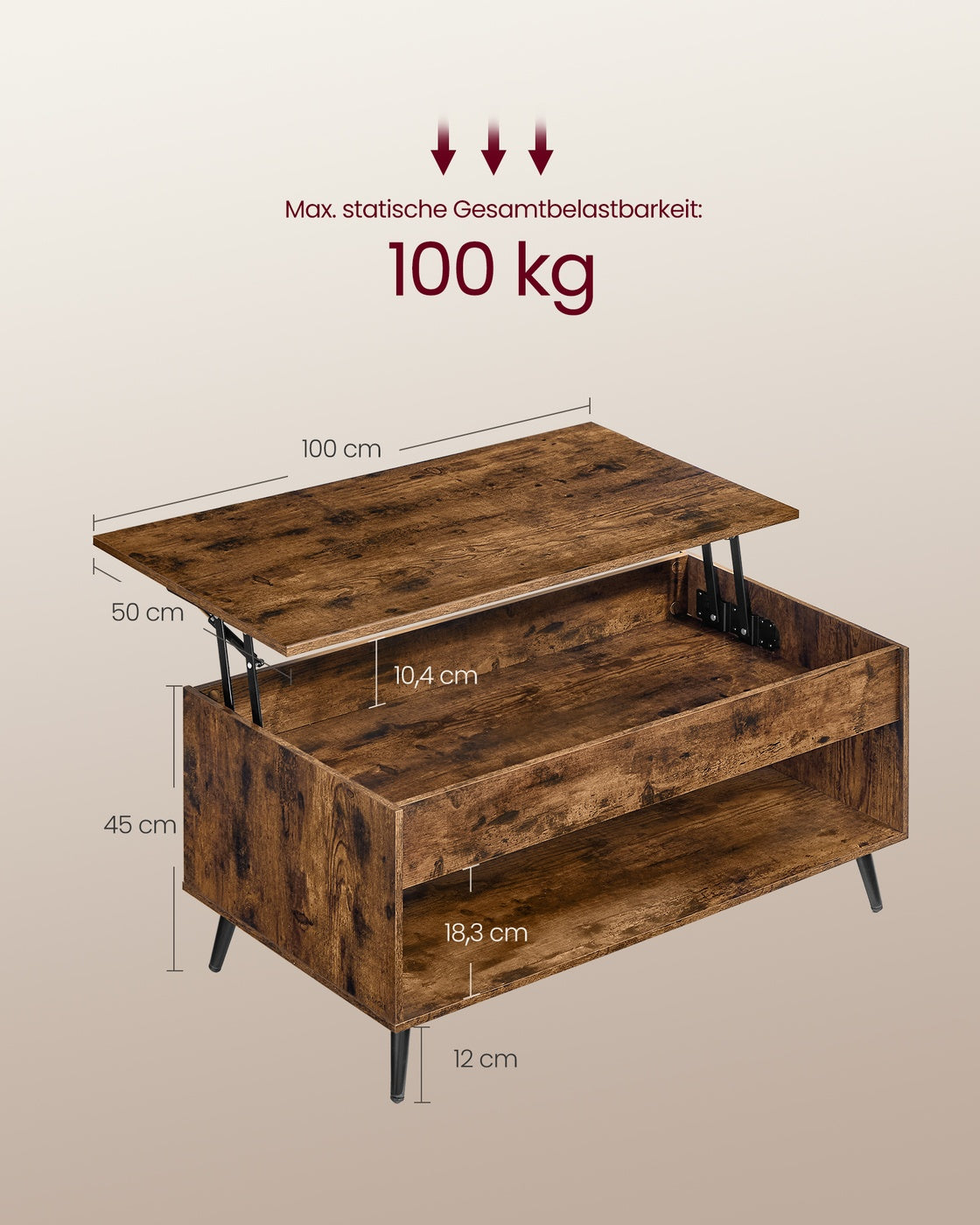 Couchtisch Höhenverstellbar - Mit Schubladen Und Versteckten Fächern - Für Das Wohnzimmer