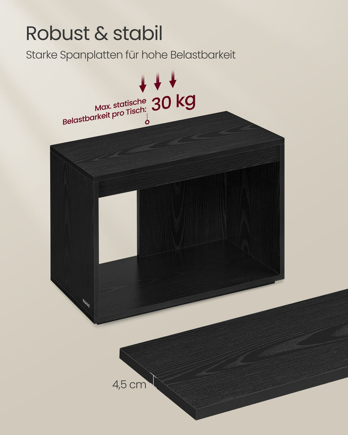 3-teiliges Couchtisch-Set – Moderne Beistelltische – Flexible Kombinationsmöglichkeiten – Mit zusätzlichem Stauraum – Holzoptik