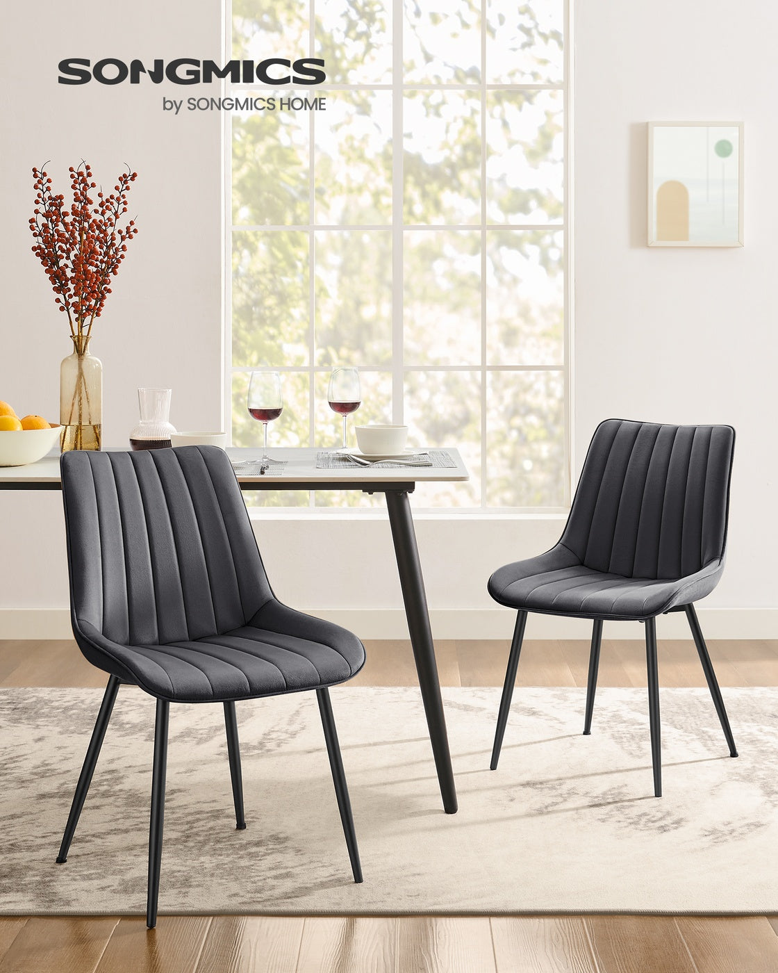 Esszimmerstuhl-Set, 2er-Set – Ergonomisches Design – Bequeme Polsterung – Stahlbeine