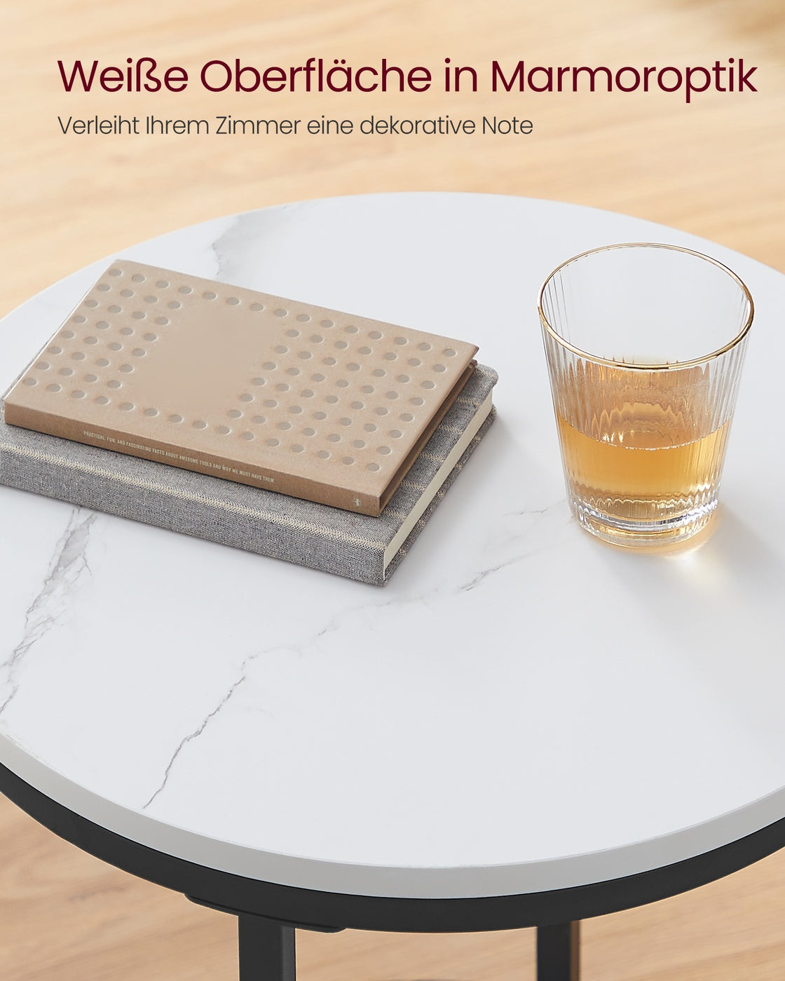 Beistelltisch Marmoroptik - Nachttisch mit 2 Ebenen - Gehärtetes Glas - Wohnzimmer - Schlafzimmer