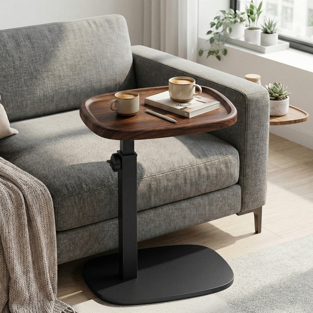 C-förmiger Beistelltisch Höhenverstellbar - Mit Rollen - Für Sofa Und Bett