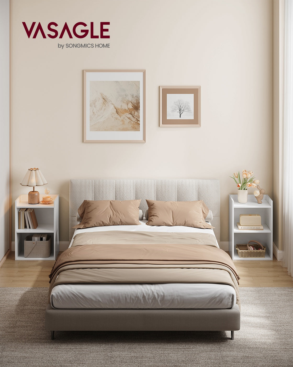 Nachttisch 2-teiliges Set - Mit Offenen Fächern Und Verstellbarem Boden - Für Schlafzimmer