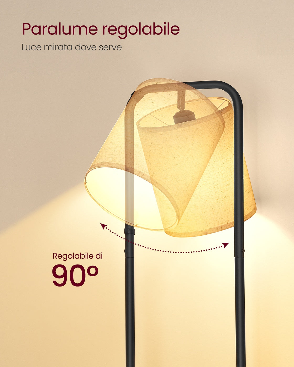 Stehlampe mit 3 Ablagen – inklusive LED-Leuchtmittel – verstellbarer Lampenschirm – Industriedesign