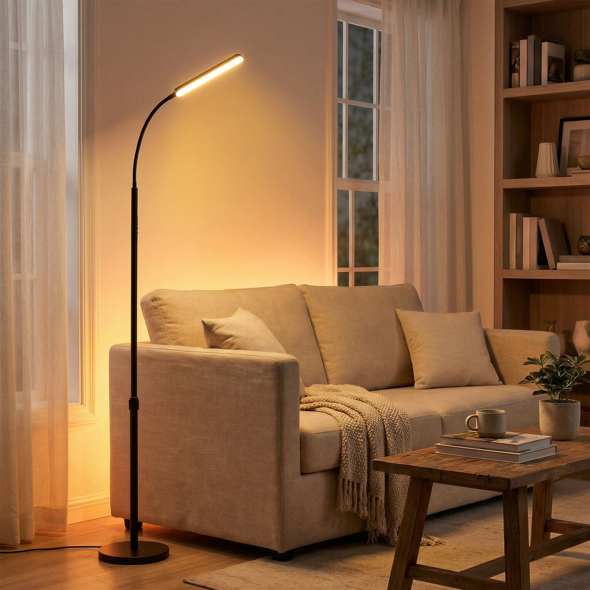 Stehlampe Mit Leselampe - Höhenverstellbar Mit Schwanenhals - Mit Fernbedienung
