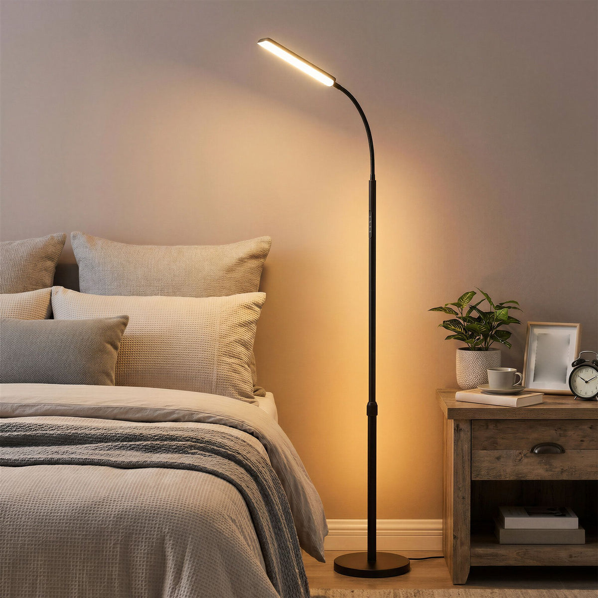 Stehlampe Mit Leselampe - Höhenverstellbar Mit Schwanenhals - Mit Fernbedienung