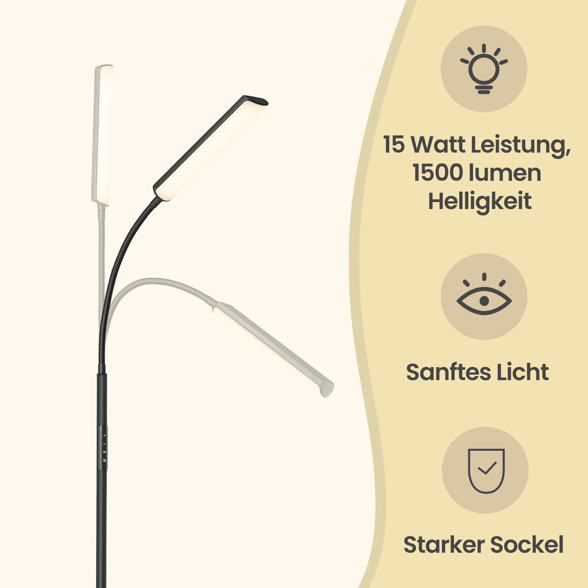 Stehlampe Mit Leselampe - Höhenverstellbar Mit Schwanenhals - Mit Fernbedienung