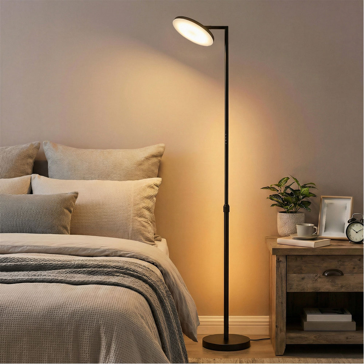 LED-Stehlampe Höhenverstellbar - Drehbarer Lampenkopf Mit Timer - Für Wohnzimmer