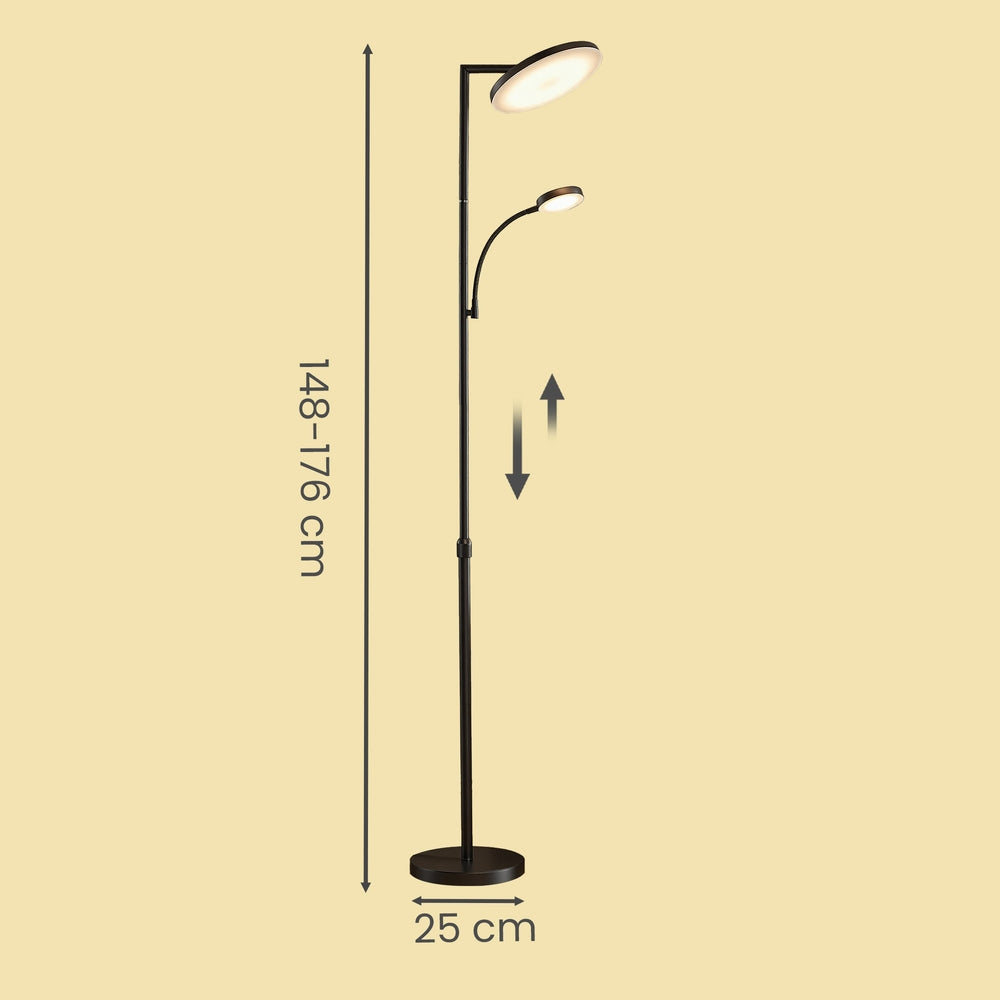 LED-Stehlampe Mit Leselampe - Höhenverstellbar Mit Timer - Mit Fernbedienung