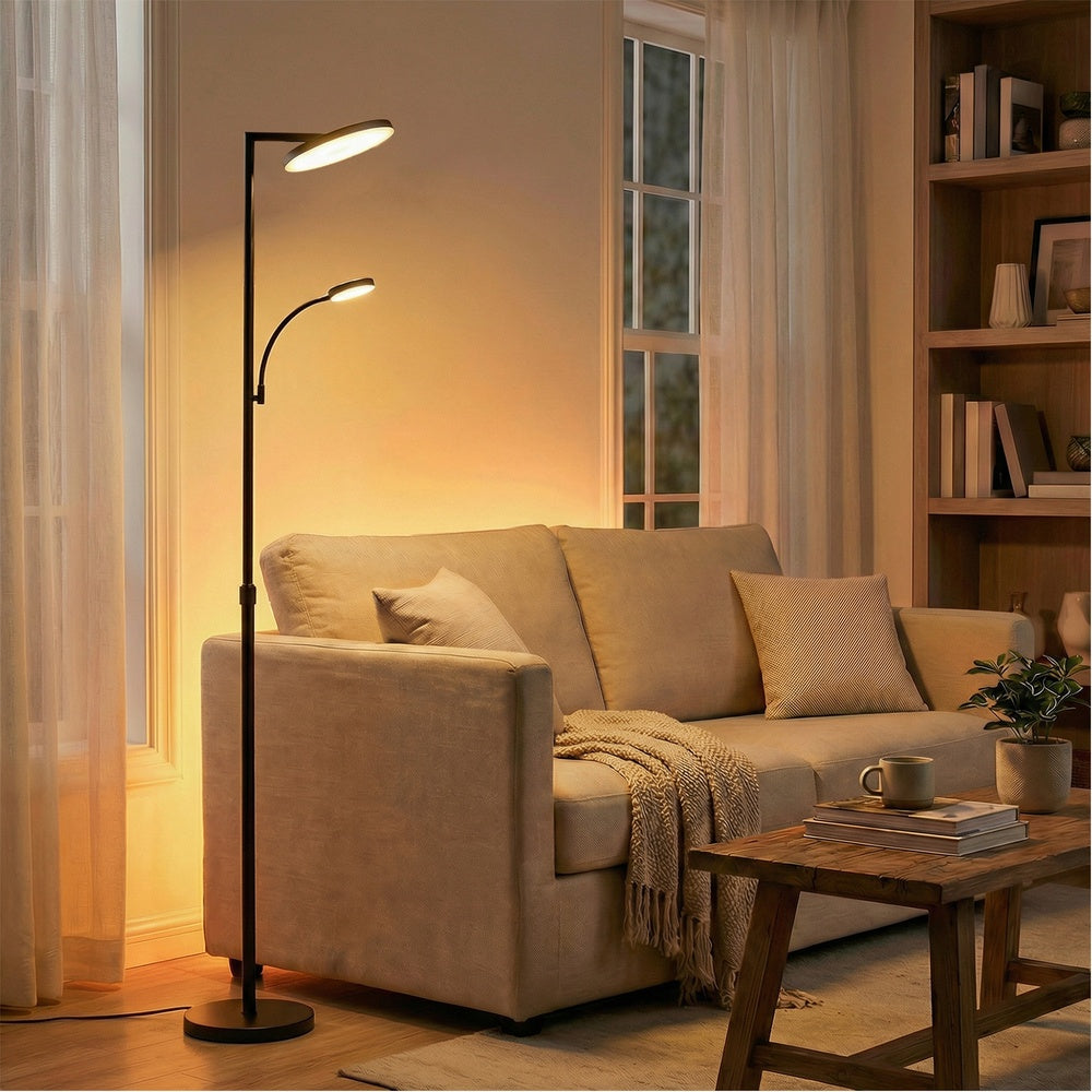 LED-Stehlampe Mit Leselampe - Höhenverstellbar Mit Timer - Mit Fernbedienung