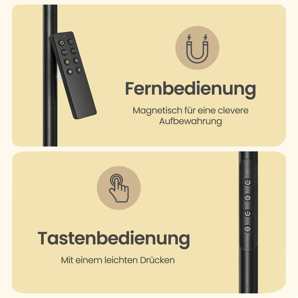 LED-Stehlampe Mit Leselampe - Höhenverstellbar Mit Timer - Mit Fernbedienung