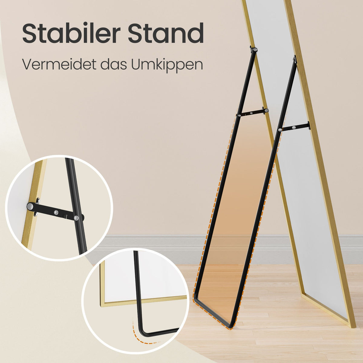 Standspiegel 160 x 50 cm - Bruchsicher Mit Aluminiumrahmen - Für Schlafzimmer