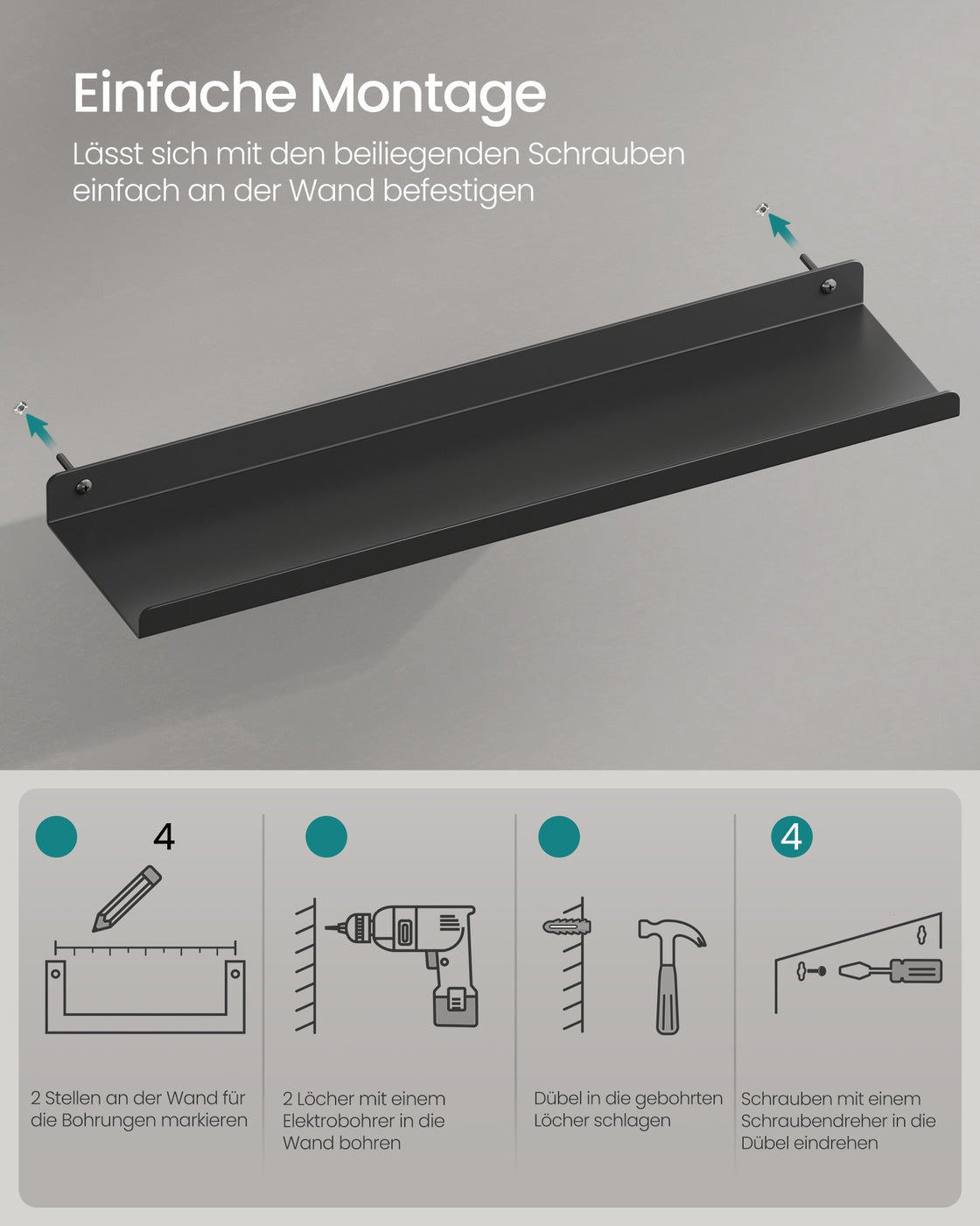 Metall-Wandregale 3-teiliges Set - Schwebende Regale Im Industriestil - Für Bilderrahmen