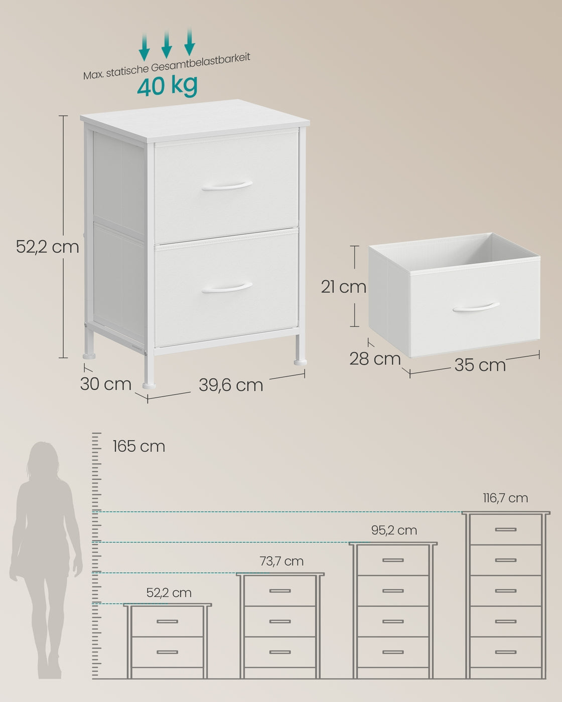 Nachttisch 2-teiliges Set - Mit 2 Schubladen Pro Nachttisch - Für Schlafzimmer