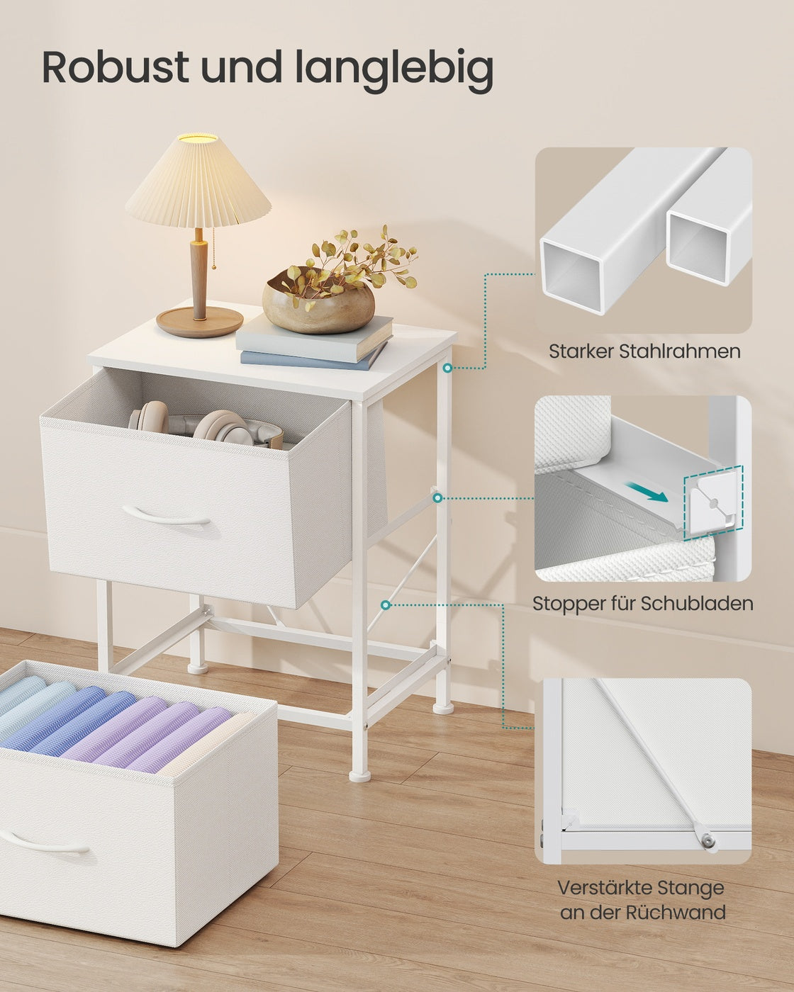 Nachttisch 2-teiliges Set - Mit 2 Schubladen Pro Nachttisch - Für Schlafzimmer
