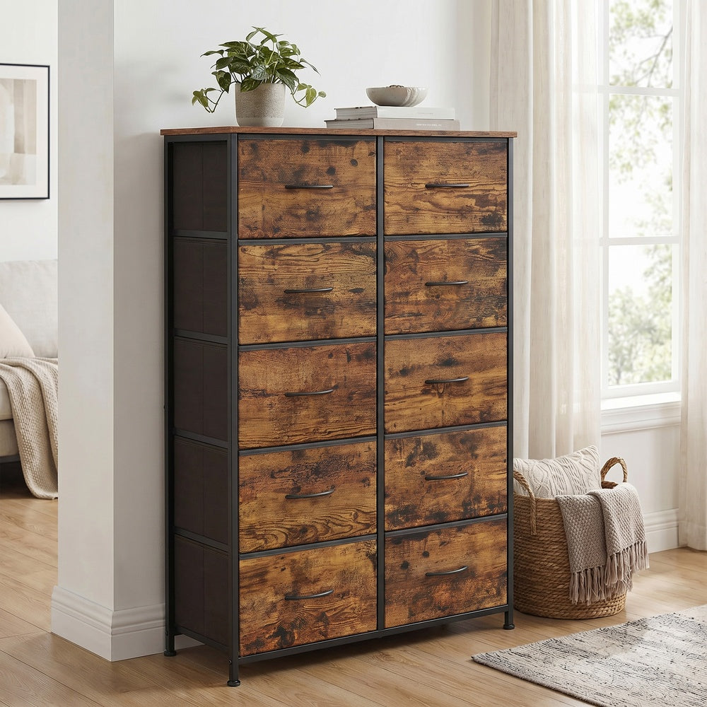 Sideboard Mit 10 Stoffschubladen - Stahlrahmen - Für Schlafzimmer Oder Flur