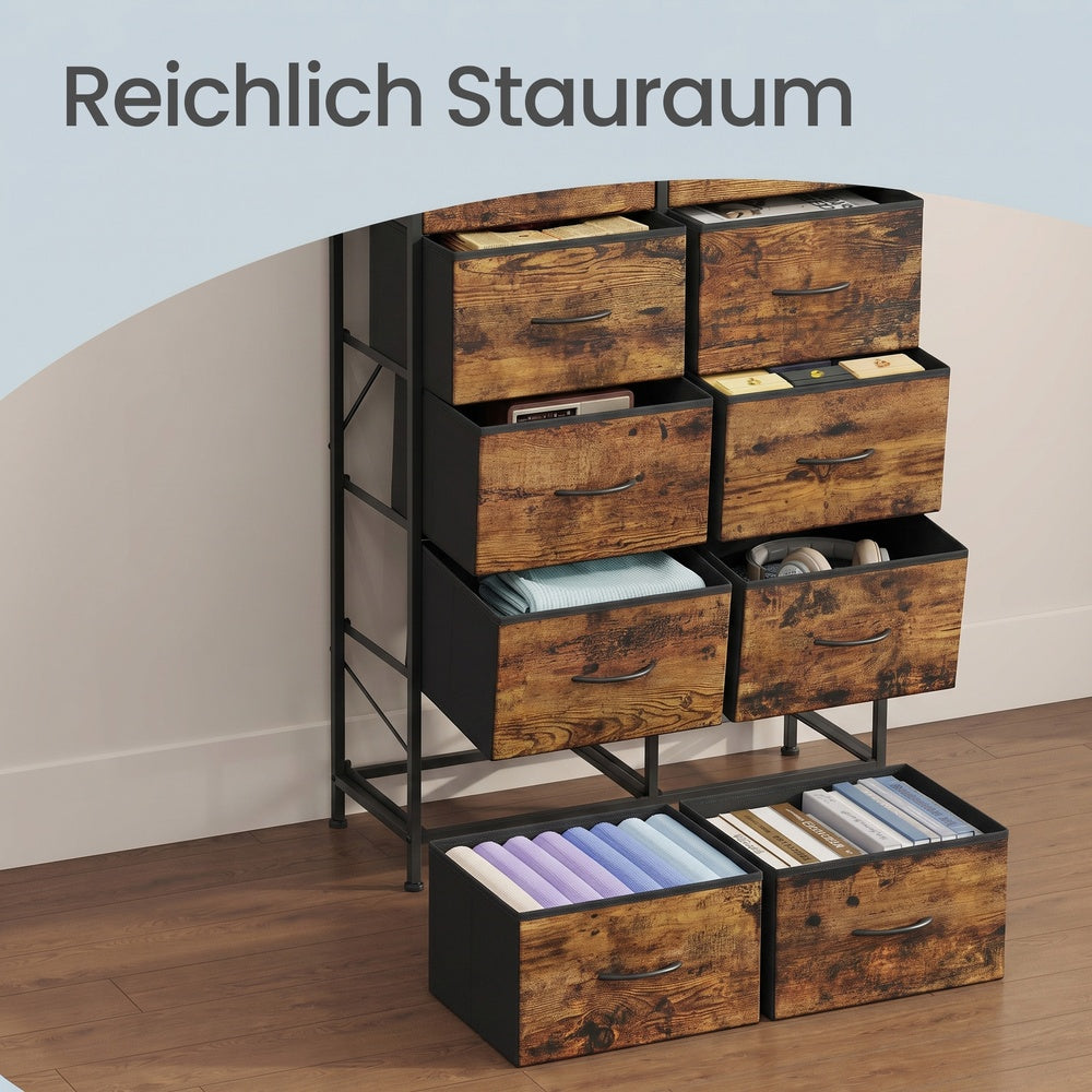 Sideboard Mit 10 Stoffschubladen - Stahlrahmen - Für Schlafzimmer Oder Flur