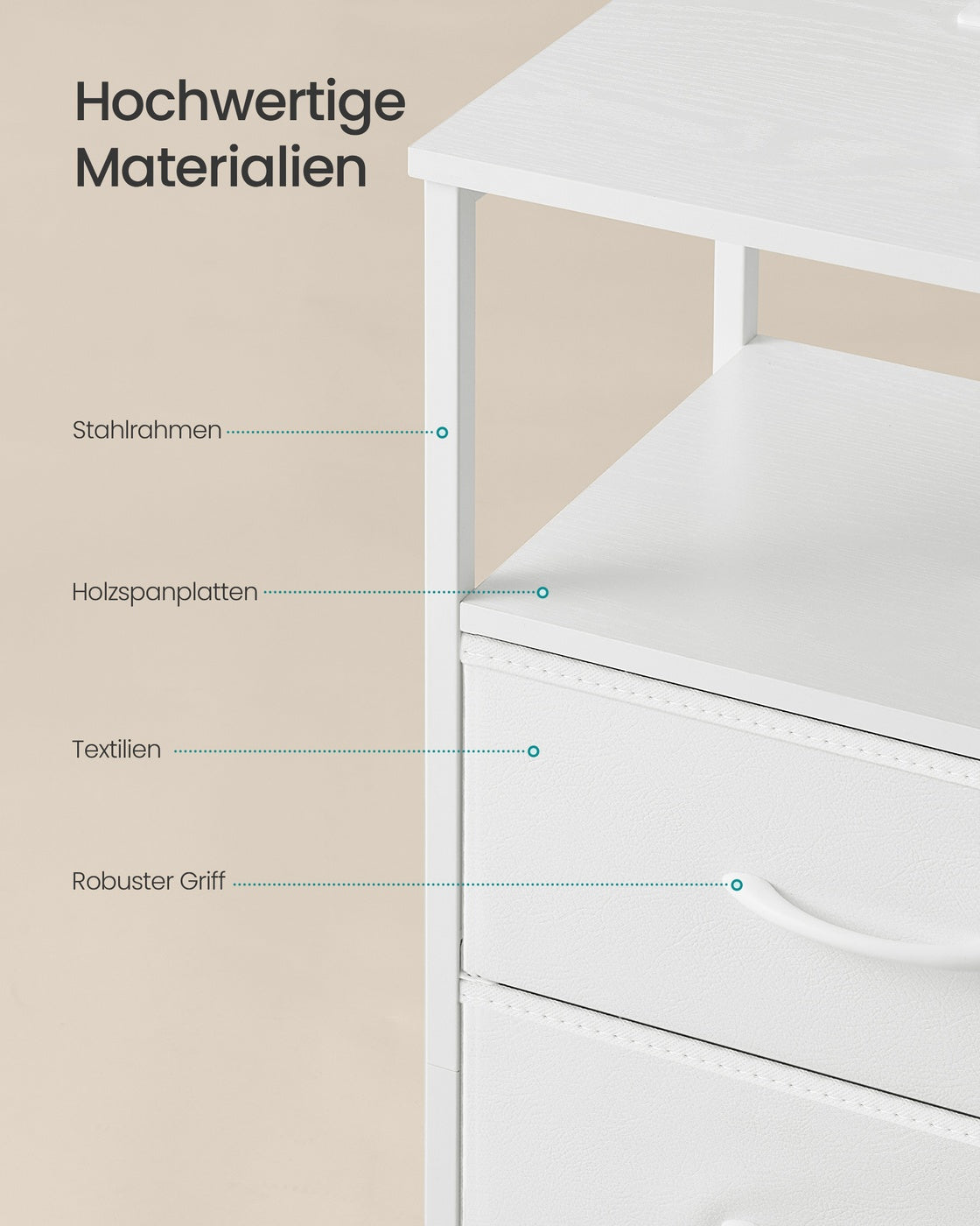 Nachttisch - Bellah Kollektion - Ladestation - App-Gesteuerte LED-Beleuchtung