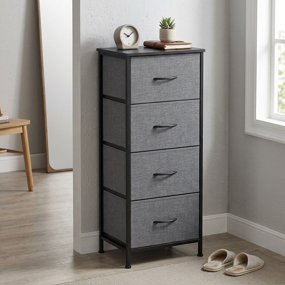 Sideboard Mit 4 Stoffschubladen - Stahlrahmen - Für Schlafzimmer Oder Flur