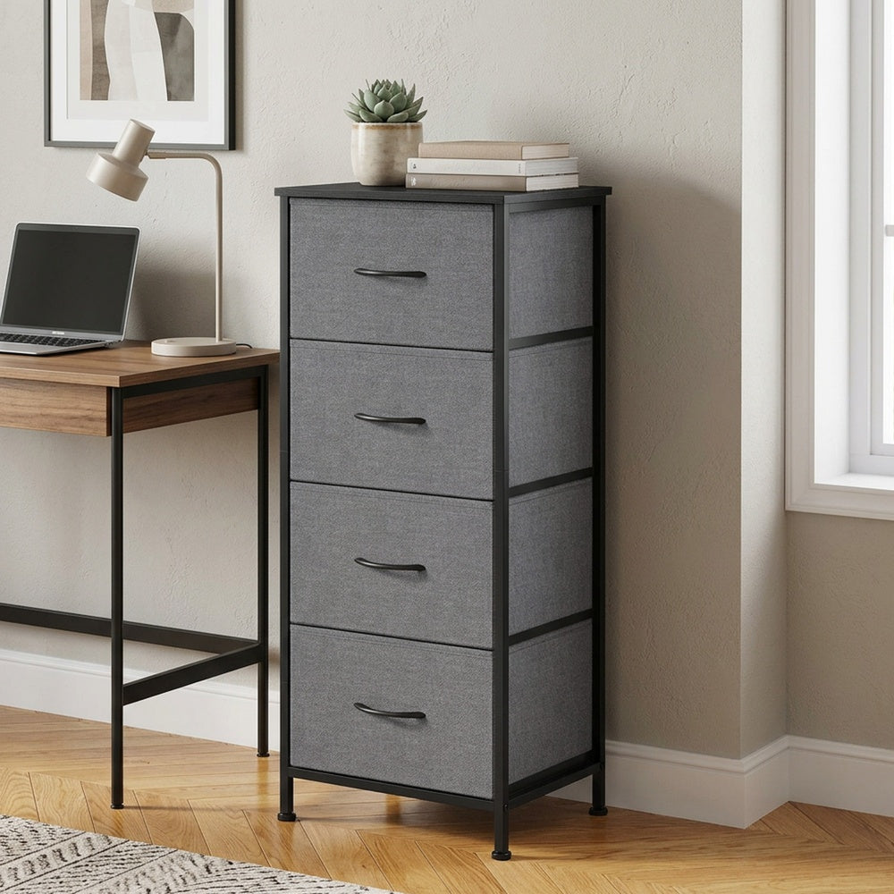 Sideboard Mit 4 Stoffschubladen - Stahlrahmen - Für Schlafzimmer Oder Flur
