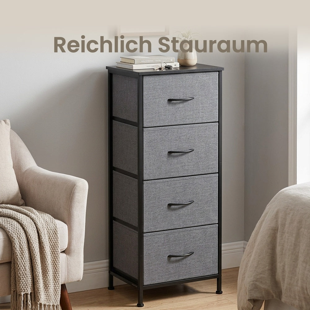 Sideboard Mit 4 Stoffschubladen - Stahlrahmen - Für Schlafzimmer Oder Flur