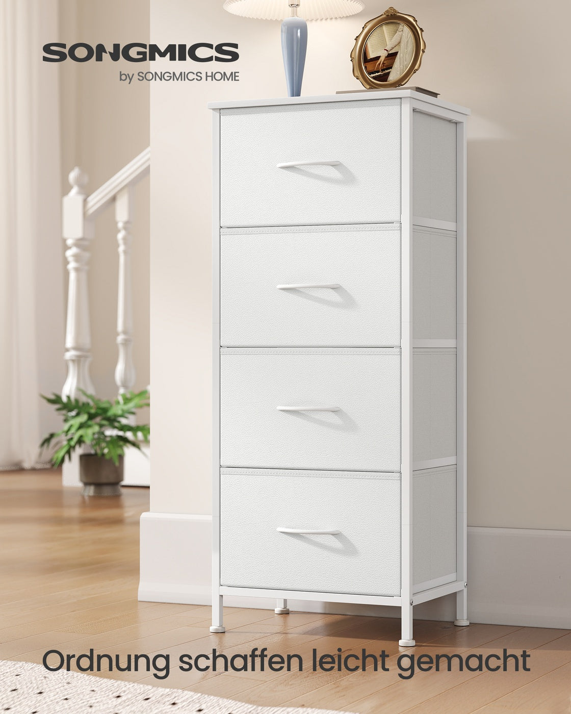 Sideboard Mit 4 Stoffschubladen - Stahlrahmen - Für Schlafzimmer Oder Flur
