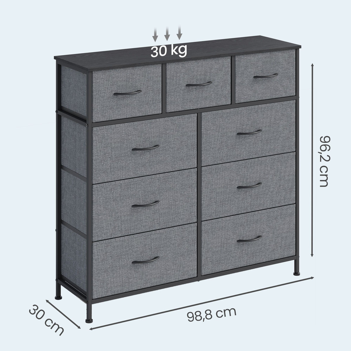 Sideboard Mit 9 Stoffschubladen - Stahlrahmen - Für Schlafzimmer Oder Flur