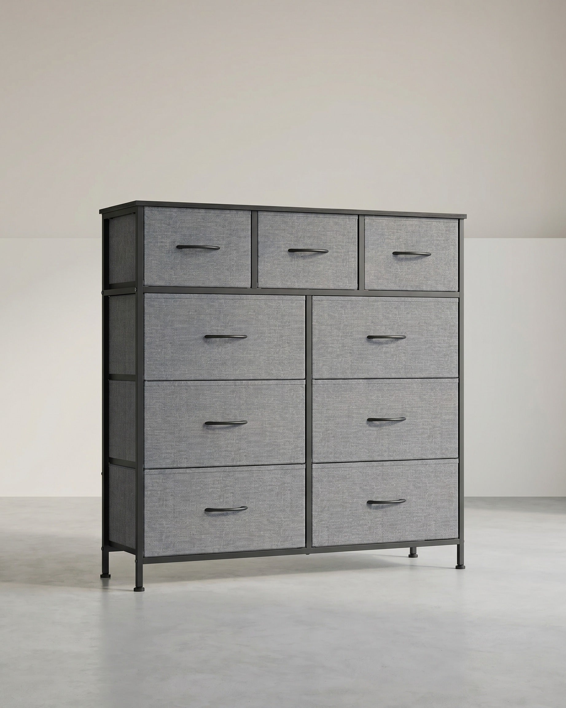 XL Sideboard Mit 9 Stoffschubladen - Stahlrahmen - Für Schlafzimmer Oder Flur
