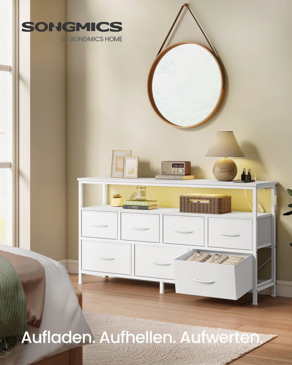 Sideboard Mit 7 Schubladen Und Offenem Fach - Industrieller Stil - Für Schlafzimmer Und Wohnzimmer