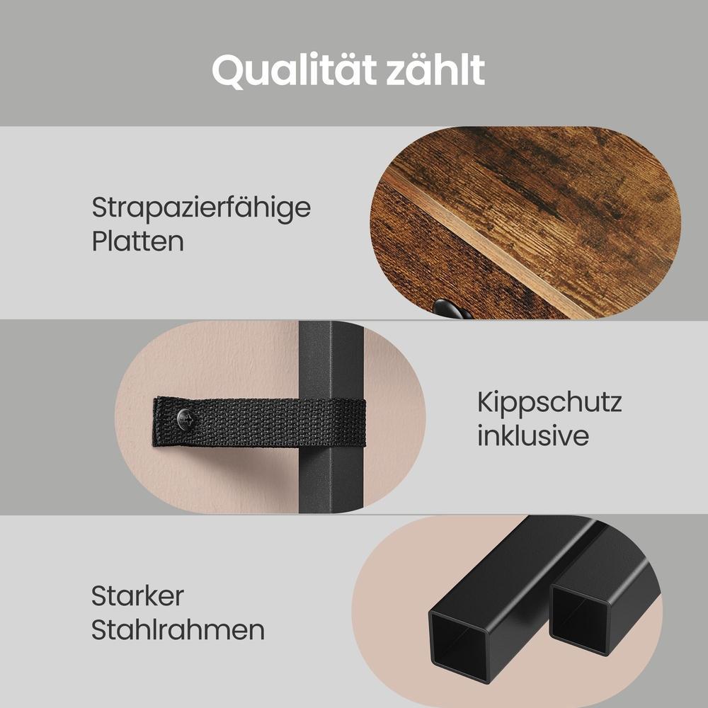 Schmaler Konsolentisch - Stahlrahmen Mit 3 Stoffschubladen - Für Flur Und Wohnzimmer