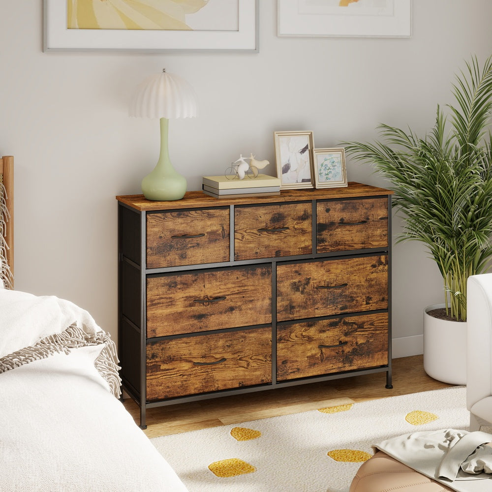 Sideboard Mit 7 Stoffschubladen - Stahlrahmen - Für Schlafzimmer Oder Flur