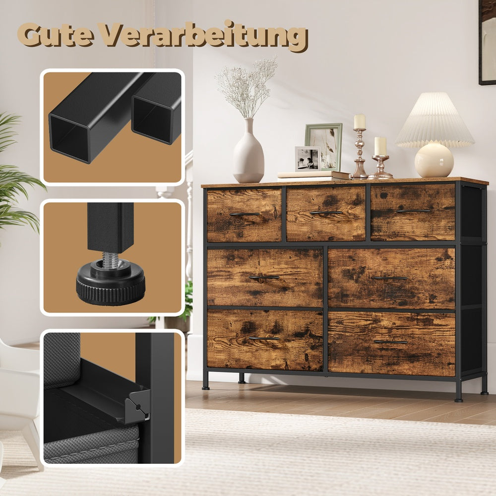 Sideboard Mit 7 Stoffschubladen - Stahlrahmen - Für Schlafzimmer Oder Flur