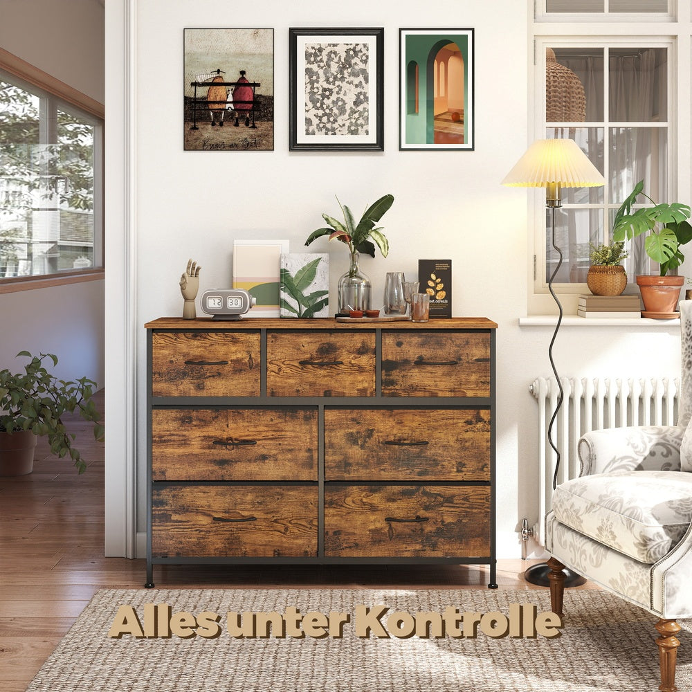Sideboard Mit 7 Stoffschubladen - Stahlrahmen - Für Schlafzimmer Oder Flur