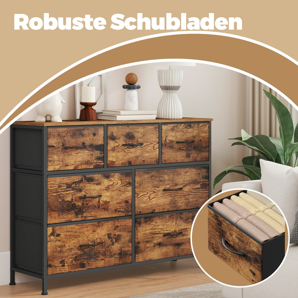 Sideboard Mit 7 Stoffschubladen - Stahlrahmen - Für Schlafzimmer Oder Flur