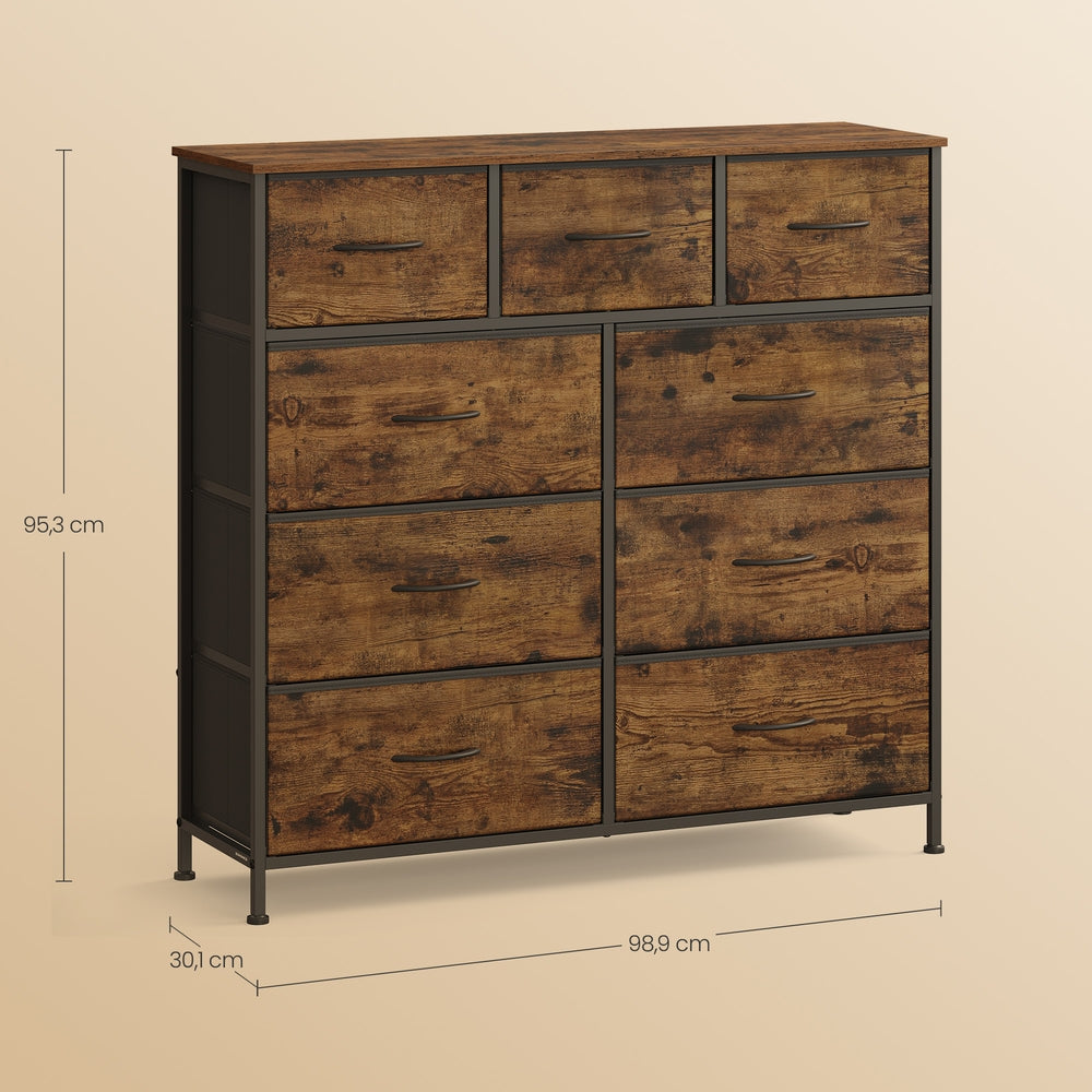 Sideboard Mit 9 Stoffschubladen - Stahlrahmen - Für Schlafzimmer Oder Flur