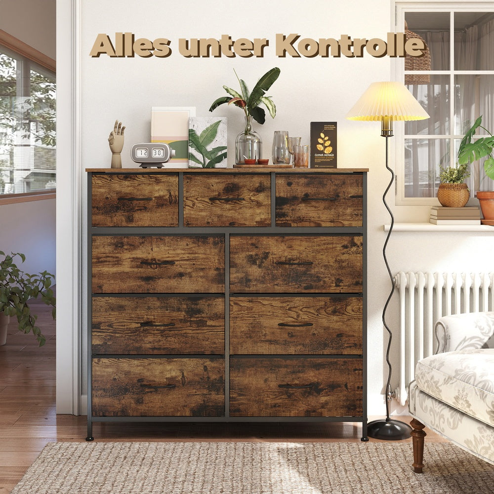 Sideboard Mit 9 Stoffschubladen - Stahlrahmen - Für Schlafzimmer Oder Flur