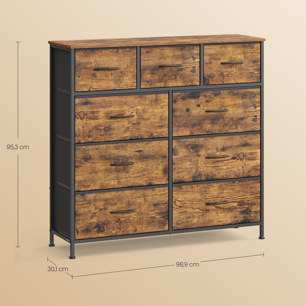 Sideboard Mit 9 Stoffschubladen - Stahlrahmen - Für Schlafzimmer Oder Flur
