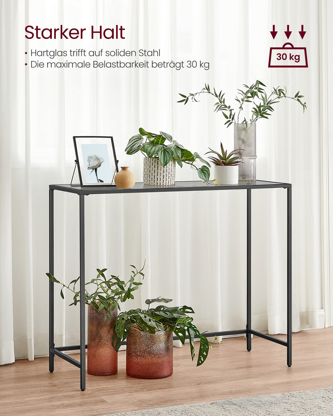 Konsolentisch - Glasplatte - Schwarzer Rahmen - Für Flur Oder Wohnzimmer