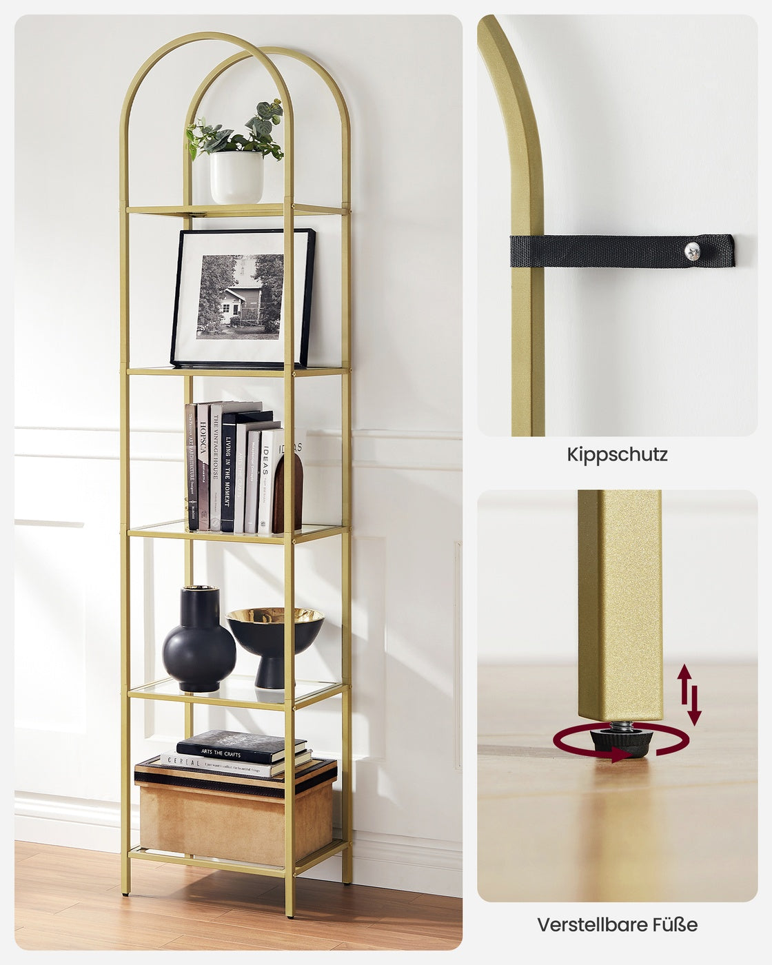Bücherregal – 5-stufiges Bücherregal – Freistehend – Modernes Design