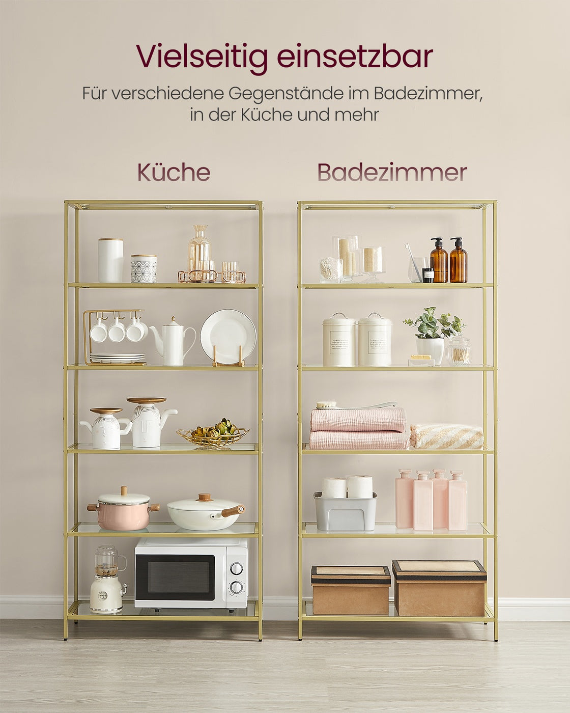 Bücherregal – 6 Böden – Gehärtetes Glas