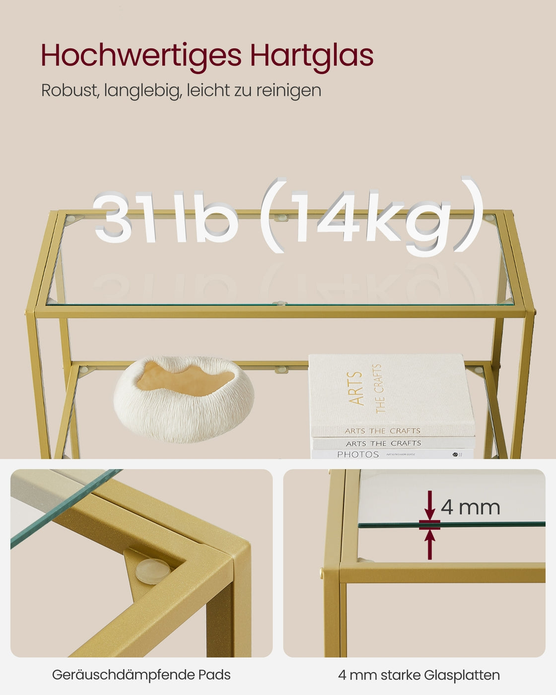 Bücherregal – 6 Böden – Gehärtetes Glas
