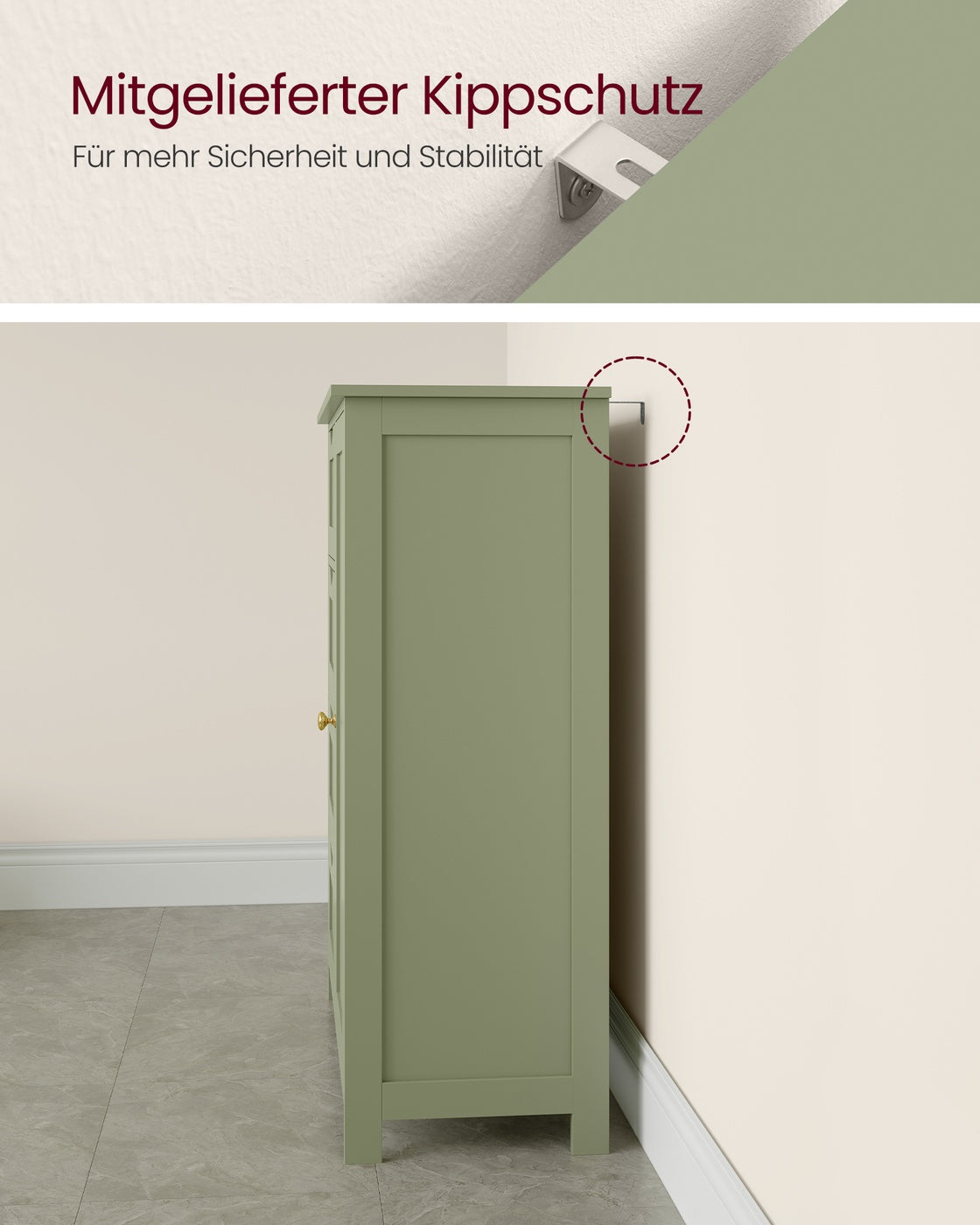 Badezimmerschrank - Kommode - Aufbewahrungsschrank mit Tür und Schubladen - 55 x 30 x 82 cm
