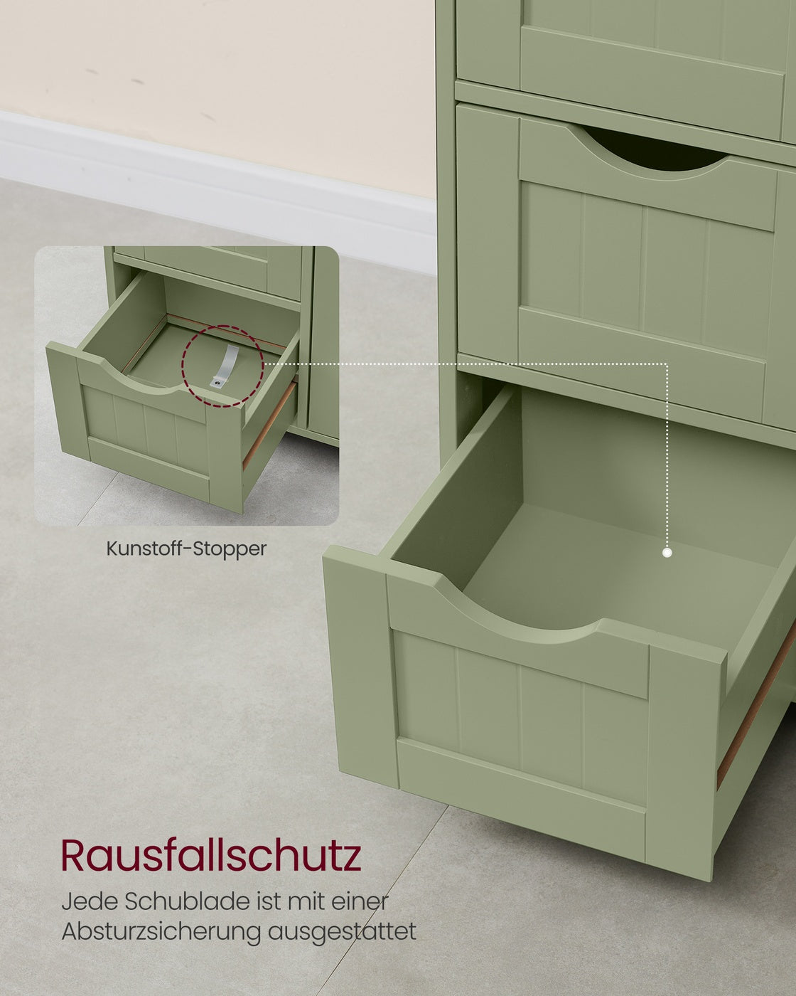 Badezimmerschrank - Kommode - Aufbewahrungsschrank mit Tür und Schubladen - 55 x 30 x 82 cm