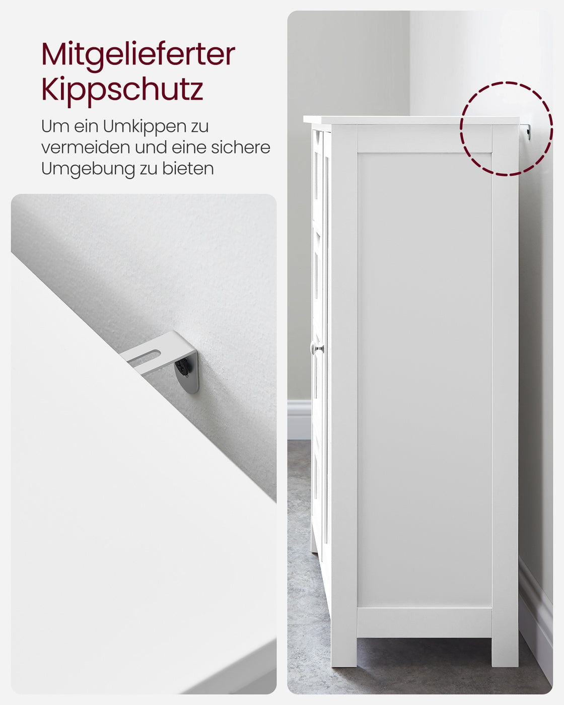 Badezimmerschrank - Kommode - Aufbewahrungsschrank mit Tür und Schubladen - 55 x 30 x 82 cm