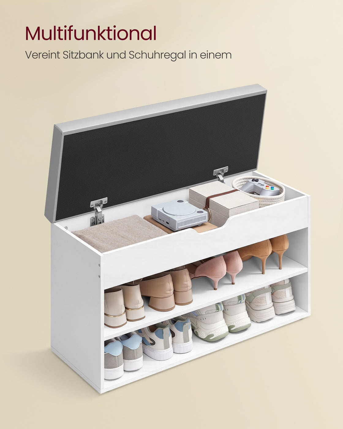 Schuhregal - 3 Ebenen - Mit Gepolstertem Kissen - Für Den Flur