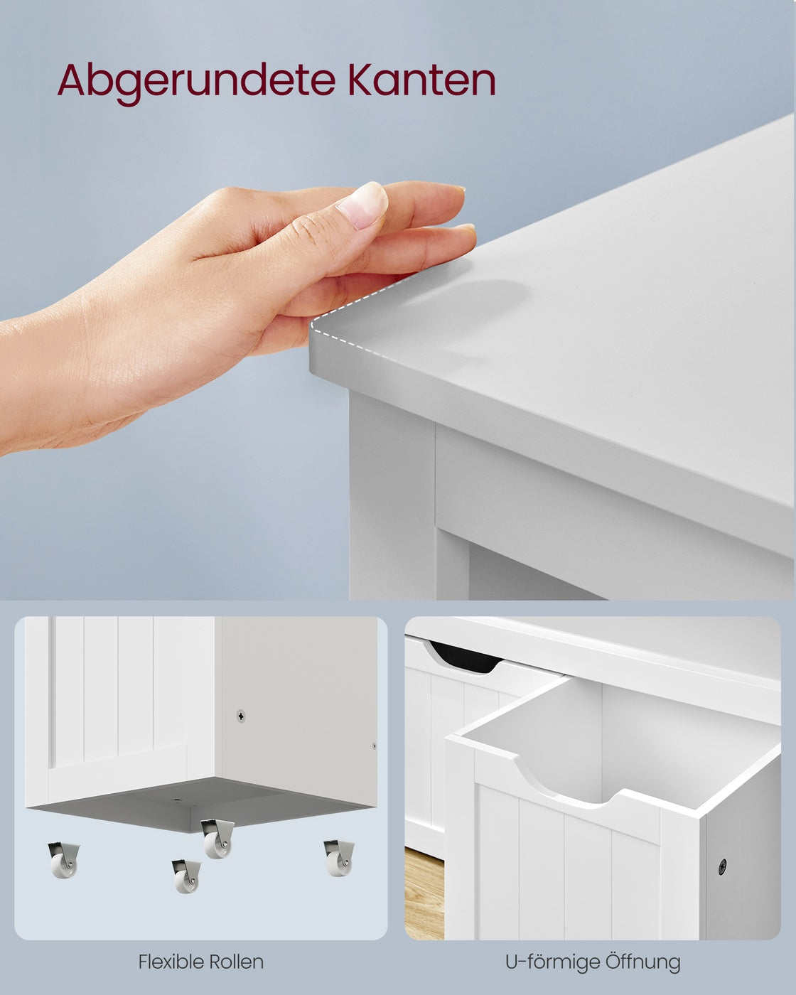 Kinderkleiderschrank mit Aufbewahrungsboxen und Rollen – Spielzeugschrank 72 cm – Weiß