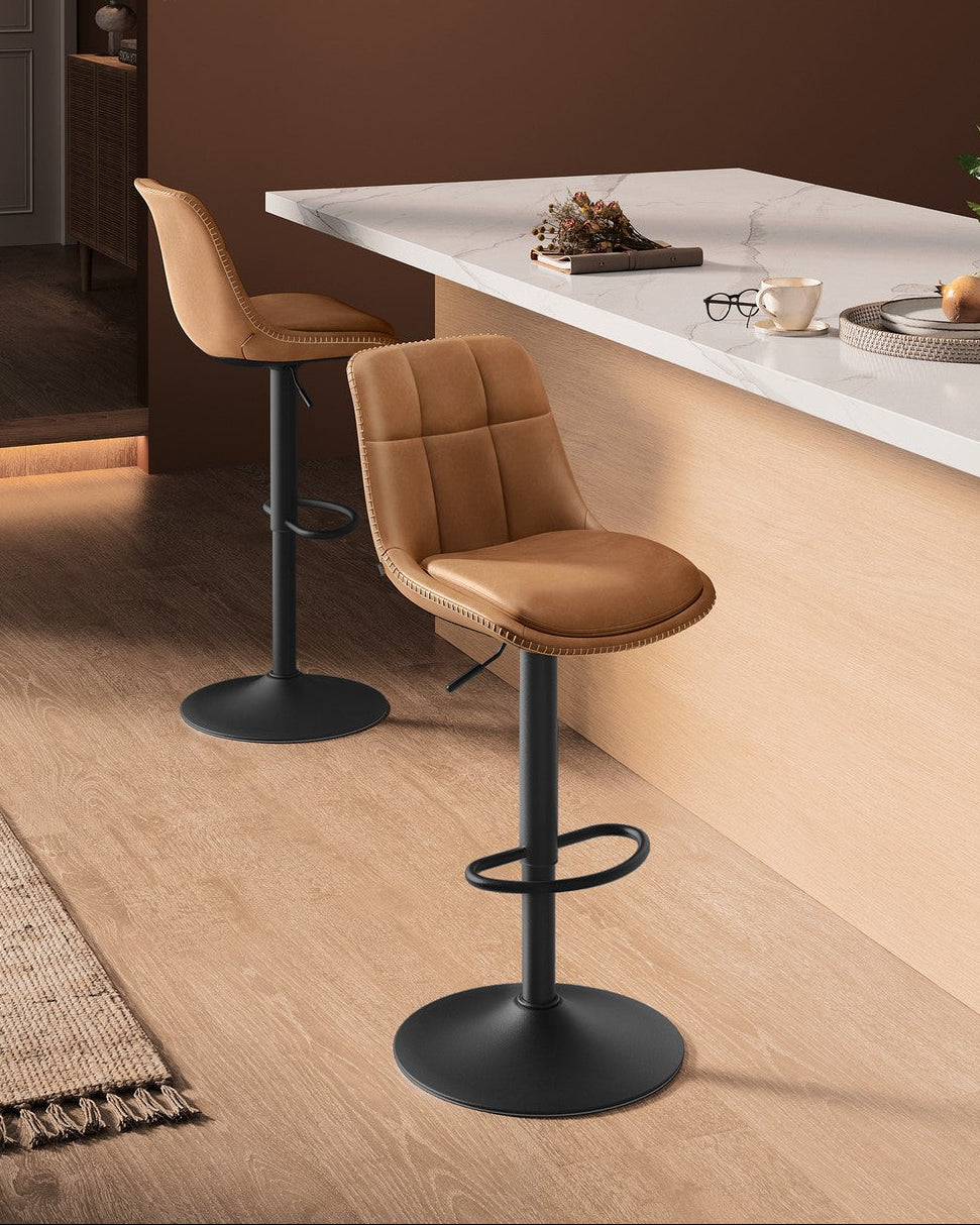 2er-Set Barhocker - Verstellbar und 360° drehbar - Kunstleder
