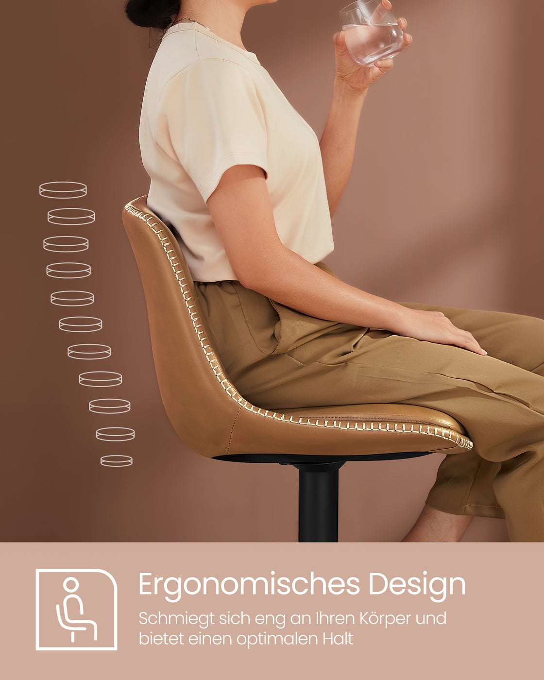 2er-Set Barhocker - Verstellbar und 360° drehbar - Kunstleder